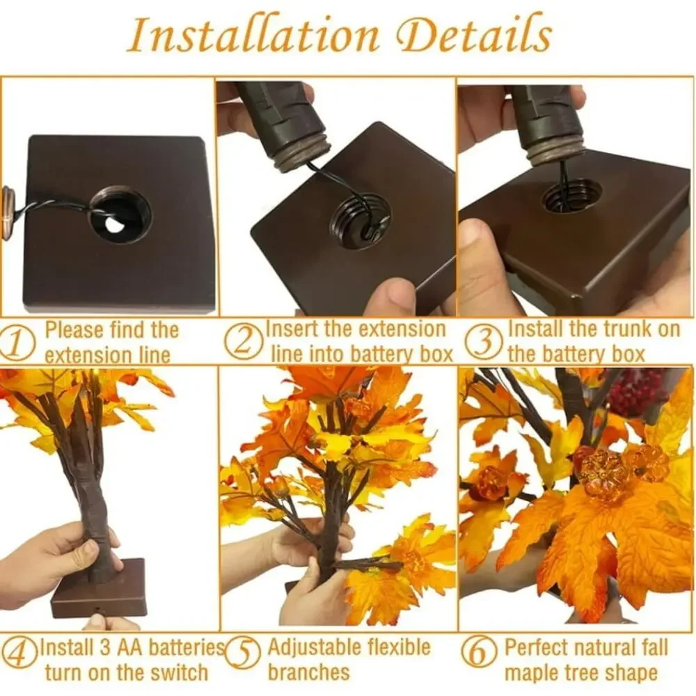 2 Pack Fall Maple Tree with 48 LEDs Battery Operated Light Up